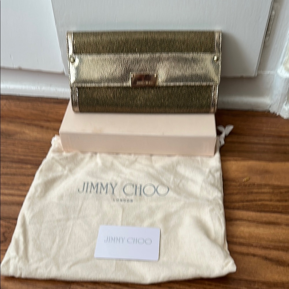 Jimmy Choo Gold Clutch Elegant Design